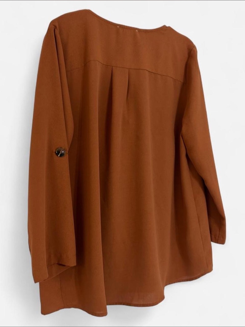 entro Rust-Brown Asymmetrical Button Front Blouse - Picture 4 of 4